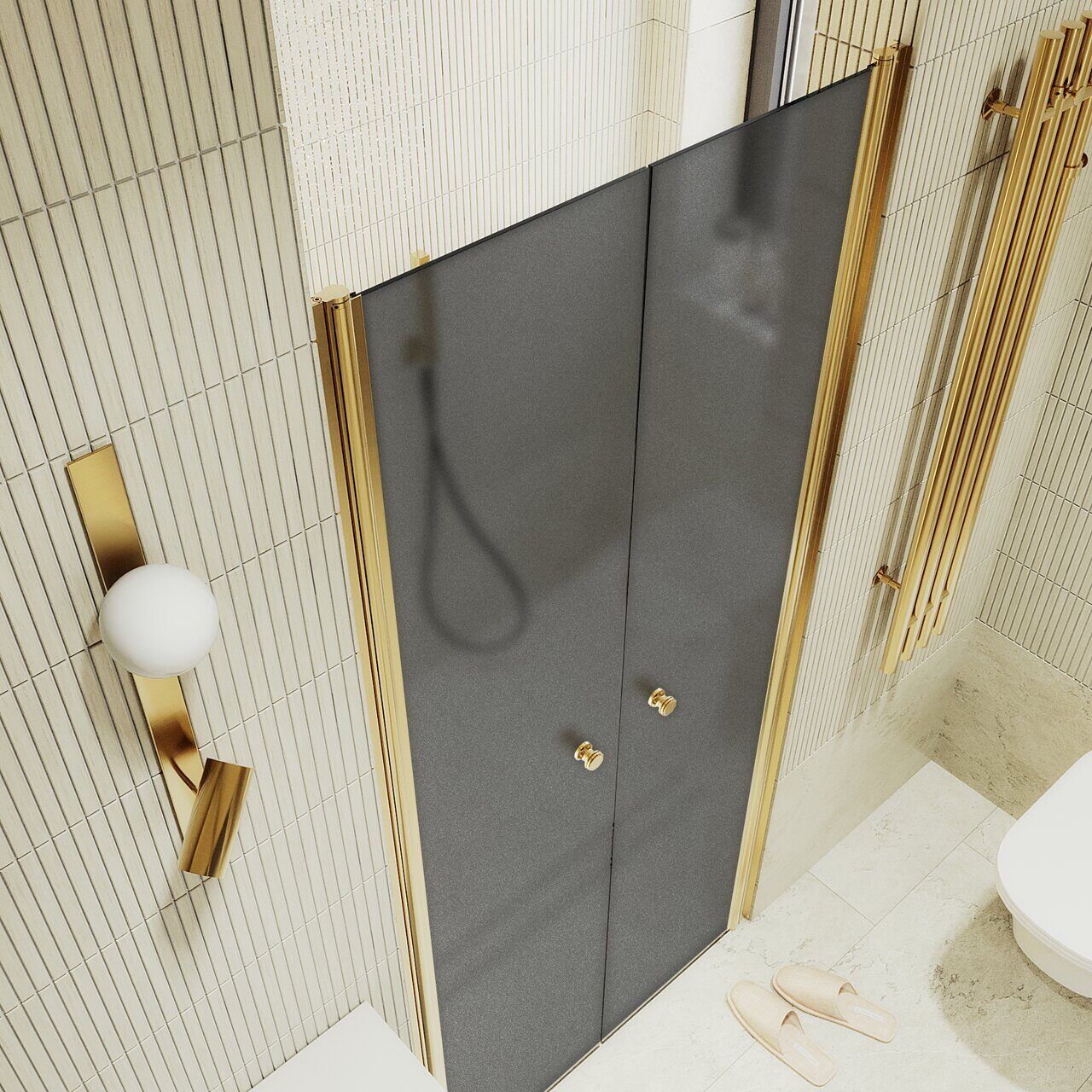 Душевая дверь двустворчатая на монопетлях Maybahglass (Майбахгласс) 1980х890 мм, стекло 6 мм Графит матовый MGD-440-3