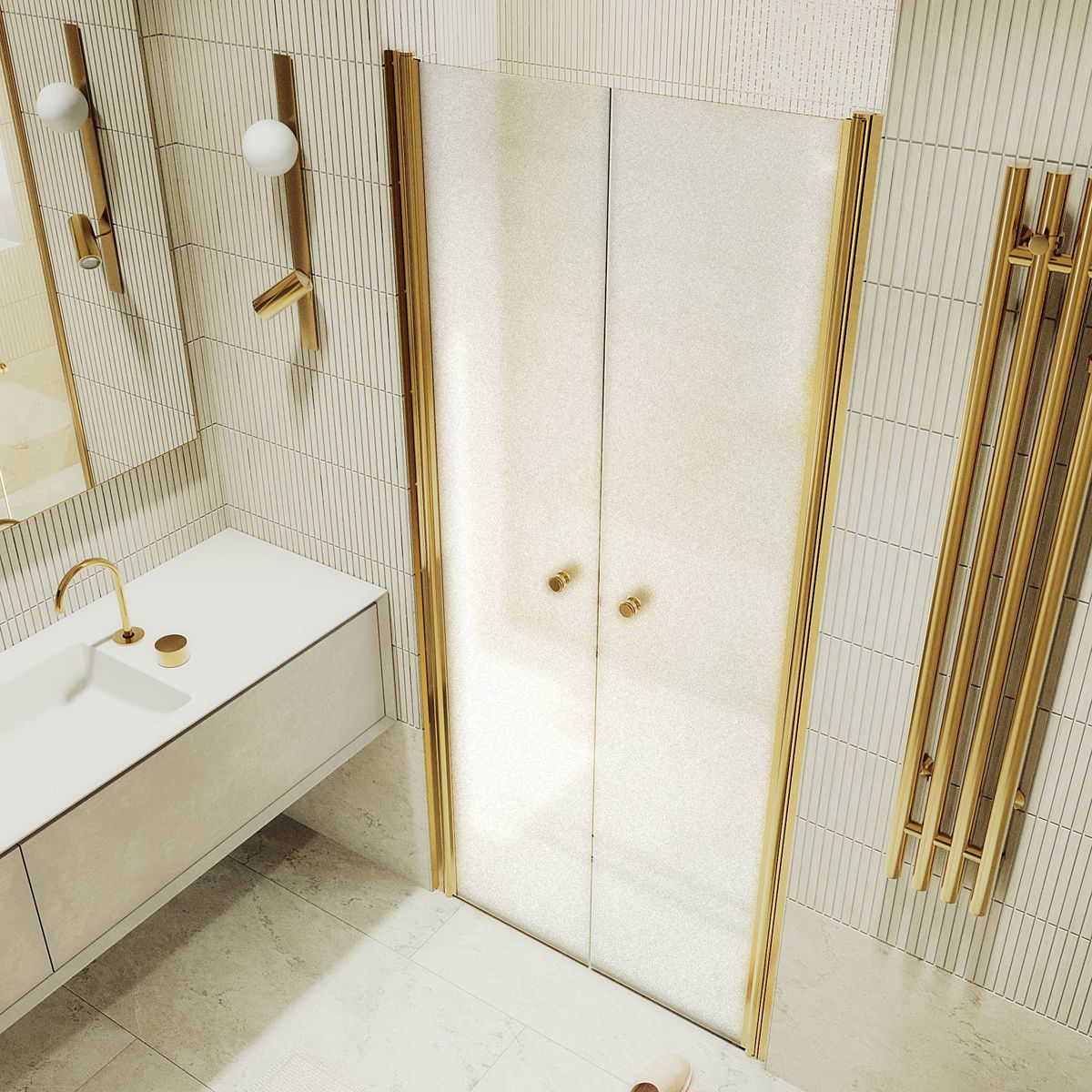 Душевая дверь двустворчатая на монопетлях Maybahglass (Майбахгласс) 1980х890 мм, стекло 6 мм Сатин MGD-436-3