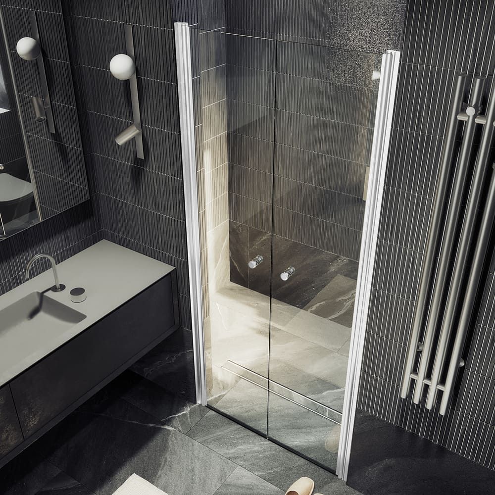 Душевая дверь двустворчатая на монопетлях Maybahglass (Майбахгласс) 1980х990 мм, стекло 6 мм Бесцветное MGD-424-1