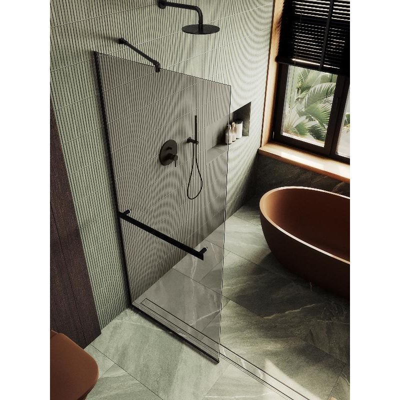 Душевая перегородка Maybahglass (Майбахгласс) в узком профиле 1950х890 мм, Стекло 8 мм Бронза +Полотенцедержатель MGD-733-6у