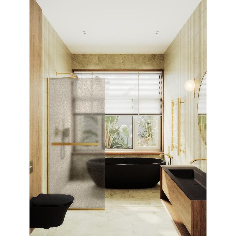 Душевая перегородка Maybahglass (Майбахгласс) в узком профиле 1950х890 мм, Стекло 8 мм Бронза матовая +Полотенцедержатель MGD-734-3у