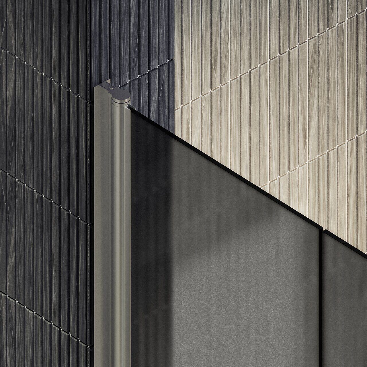 Душевая дверь двустворчатая на монопетлях Maybahglass (Майбахгласс) 1980х990 мм, стекло 6 мм Графит матовый MGD-444-5