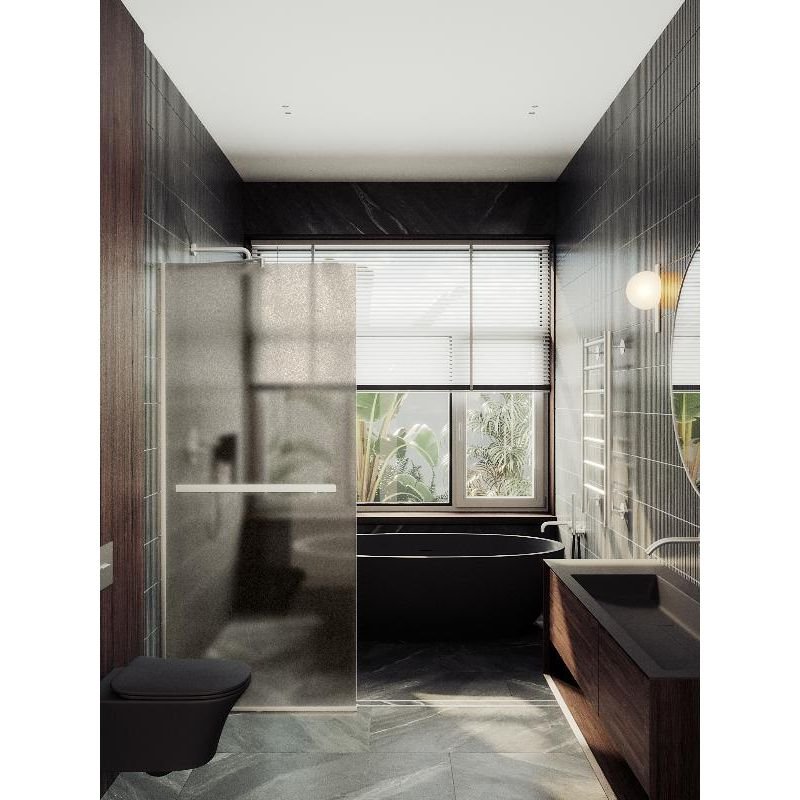 Душевая перегородка Maybahglass (Майбахгласс) в узком профиле 1950х890 мм, Стекло 8 мм Бронза матовая +Полотенцедержатель MGD-734-5у