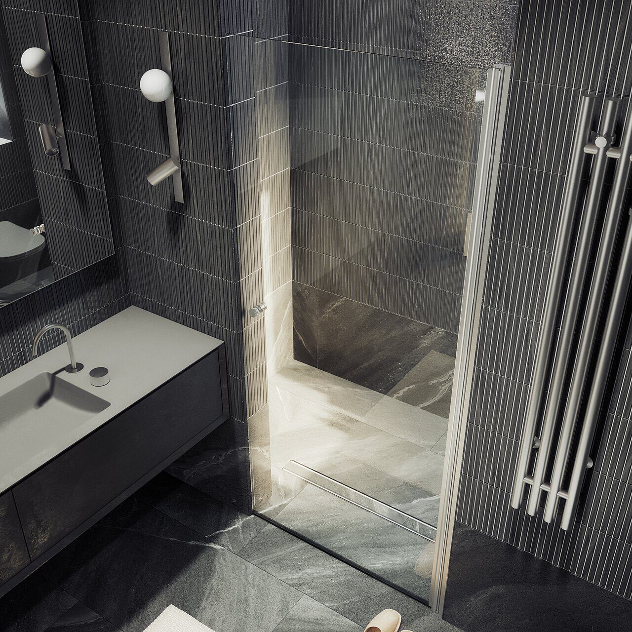 Душевая дверь на монопетле Maybahglass (Майбахгласс) 1980х600 мм, стекло 6 мм Бесцветное MGD-797-5