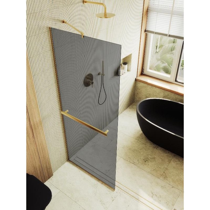 Душевая перегородка Maybahglass (Майбахгласс) в узком профиле 1950х890 мм, Стекло 8 мм Графит +Полотенцедержатель MGD-735-3у