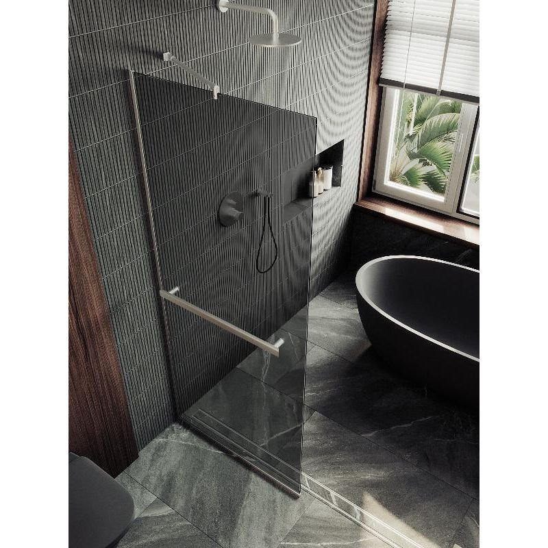 Душевая перегородка Maybahglass (Майбахгласс) в узком профиле 1950х890 мм, Стекло 8 мм Графит +Полотенцедержатель MGD-735-5у