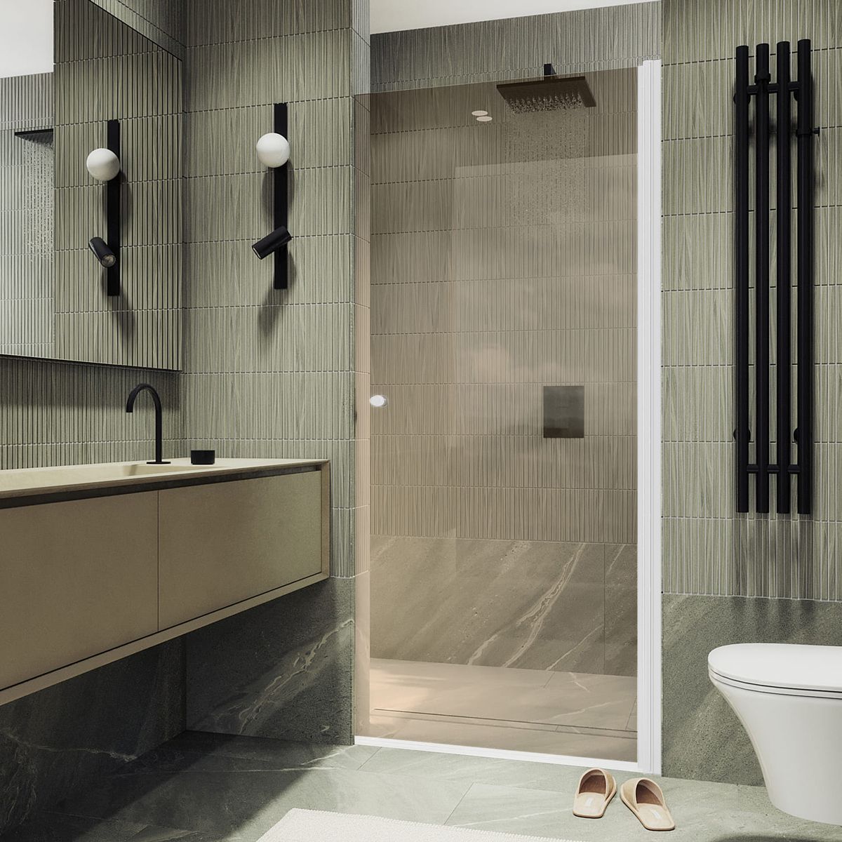 Душевая дверь на монопетле Maybahglass (Майбахгласс) 1980х800 мм, стекло 6 мм Бронза MGD-804-1