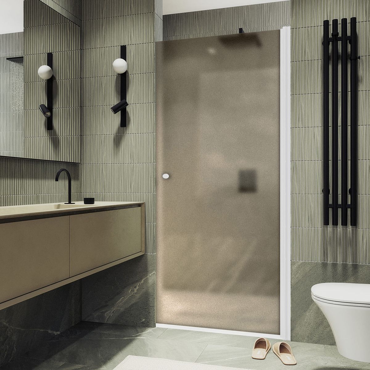 Душевая дверь на монопетле Maybahglass (Майбахгласс) 1980х800 мм, стекло 6 мм Бронза матовая MGD-805-1