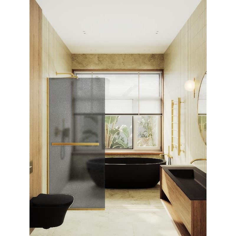 Душевая перегородка Maybahglass (Майбахгласс) в узком профиле 1950х890 мм, Стекло 8 мм Графит матовый +Полотенцедержатель MGD-736-3у