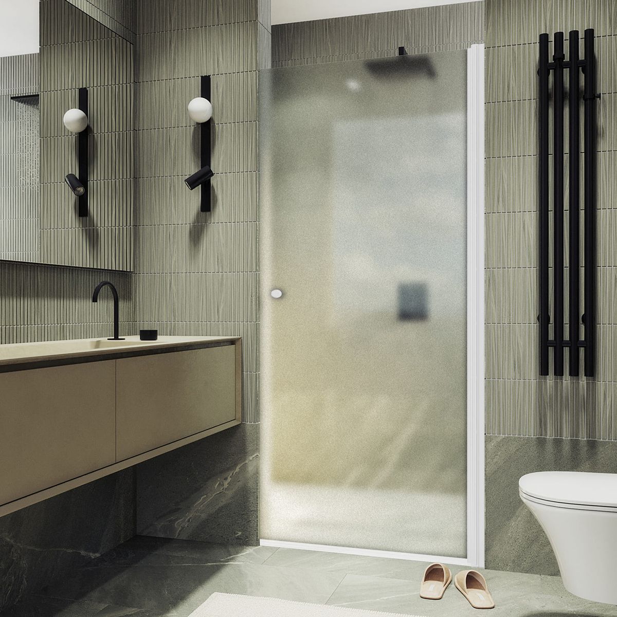 Душевая дверь на монопетле Maybahglass (Майбахгласс) 1980х900 мм, стекло 6 мм Сатин MGD-814-1