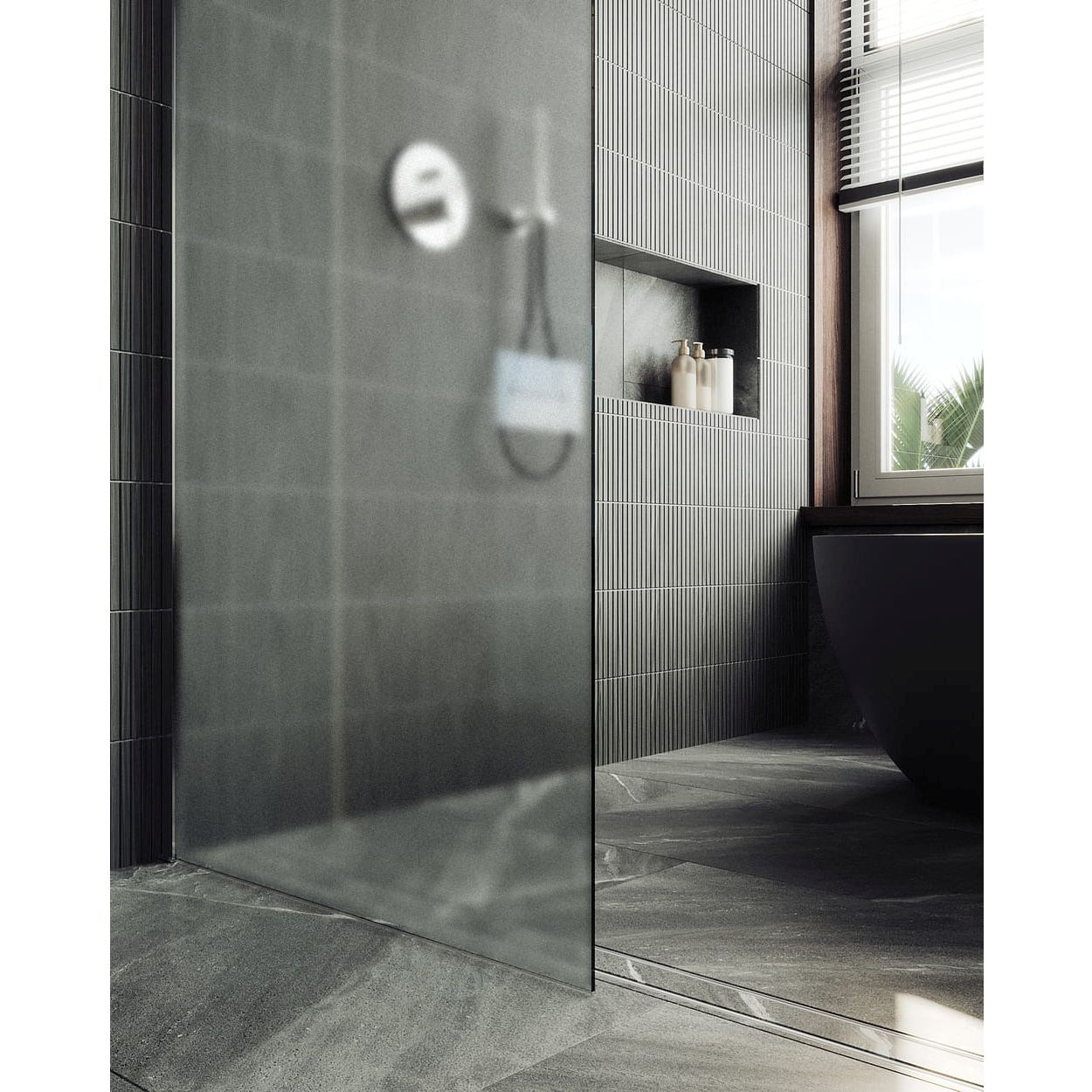 Душевая перегородка в профиле Maybahglass (Майбахгласс) 1950х1090 мм, стекло 8 мм Сатин MGD-680-5ш