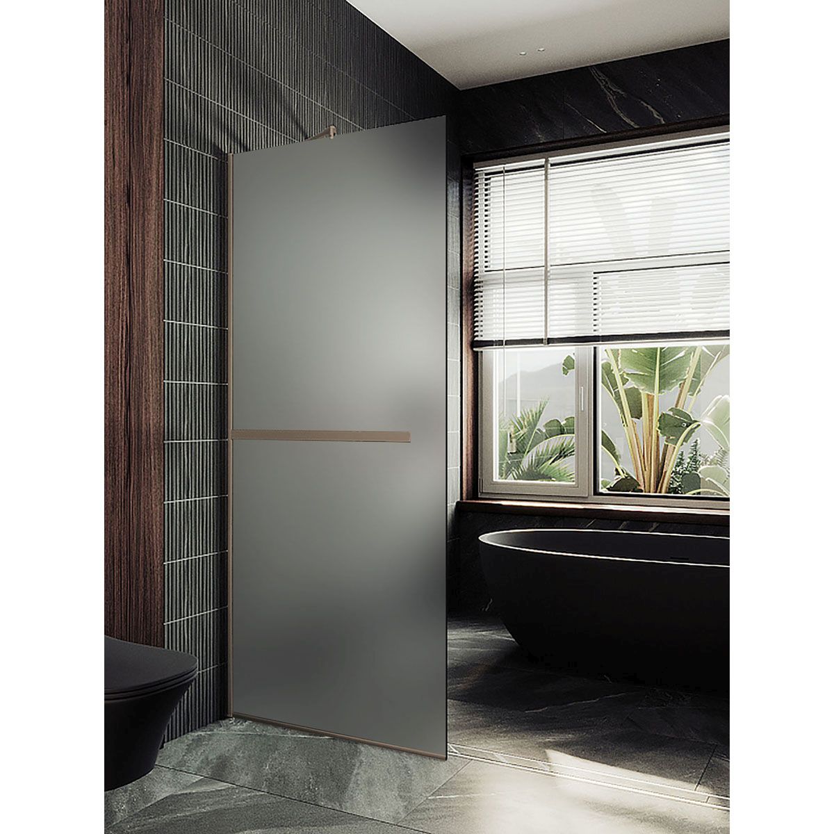 Душевая перегородка в профиле Maybahglass (Майбахгласс) 1950х1090 мм, стекло 8 мм Сатин, полотенцедержатель MGD-713-2у