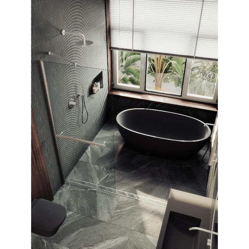 Душевая перегородка Maybahglass (Майбахгласс) в широком профиле 1950х890 мм, Стекло 8 мм Бесцветное +Полотенцедержатель MGD-732-5ш