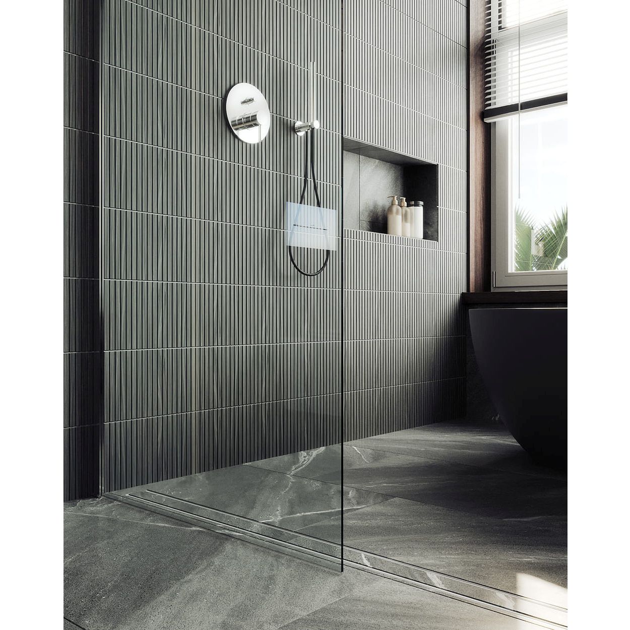 Душевая перегородка в профиле Maybahglass (Майбахгласс) 1950х1190 мм, стекло 8 мм Бесцветное MGD-683-5у