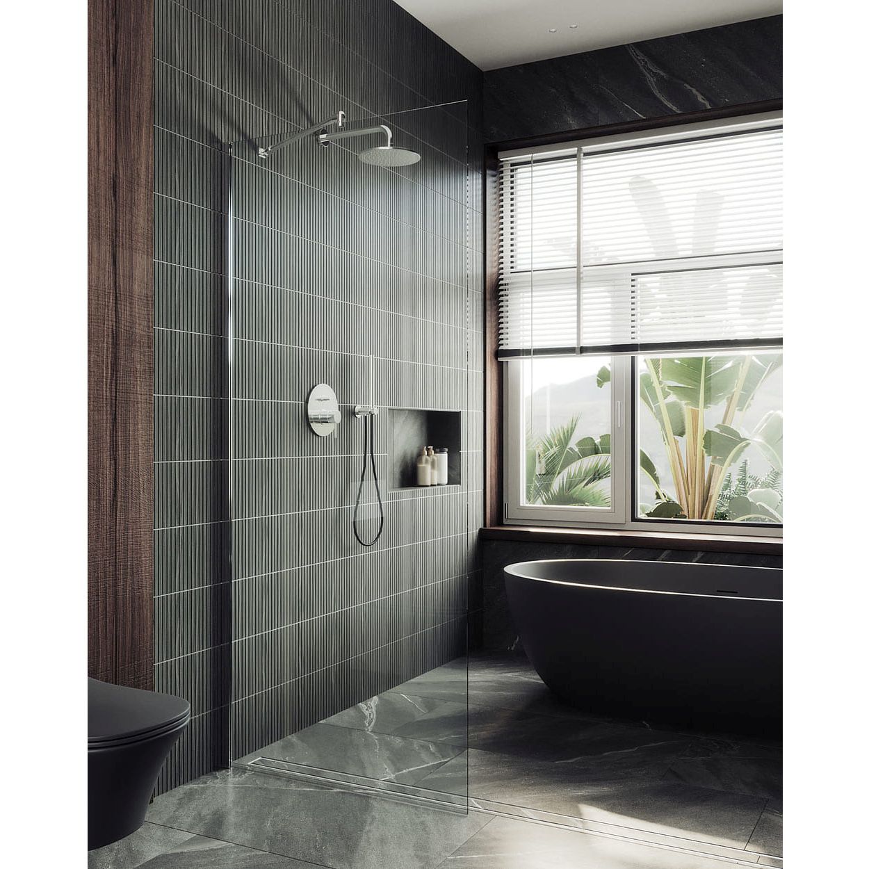 Душевая перегородка в профиле Maybahglass (Майбахгласс) 1950х1190 мм, стекло 8 мм Бесцветное MGD-683-5ш