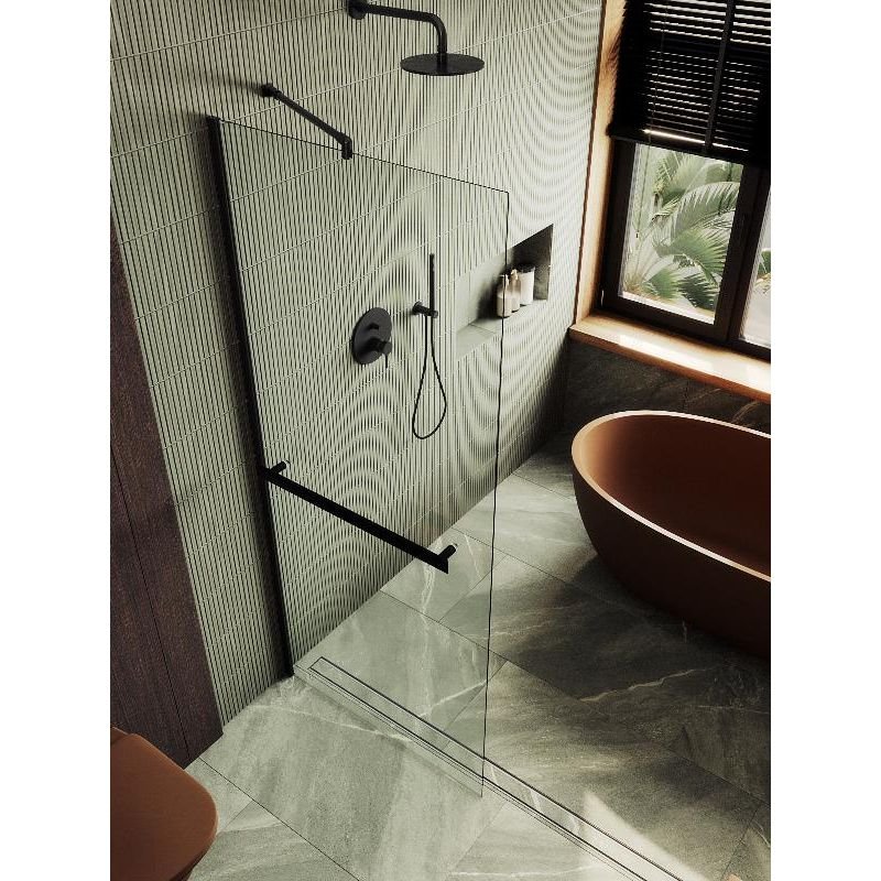 Душевая перегородка Maybahglass (Майбахгласс) в широком профиле 1950х890 мм, Стекло 8 мм Бесцветное +Полотенцедержатель MGD-732-6ш