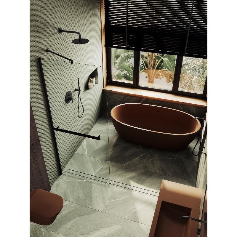 Душевая перегородка Maybahglass (Майбахгласс) в широком профиле 1950х890 мм, Стекло 8 мм Бесцветное +Полотенцедержатель MGD-732-6ш