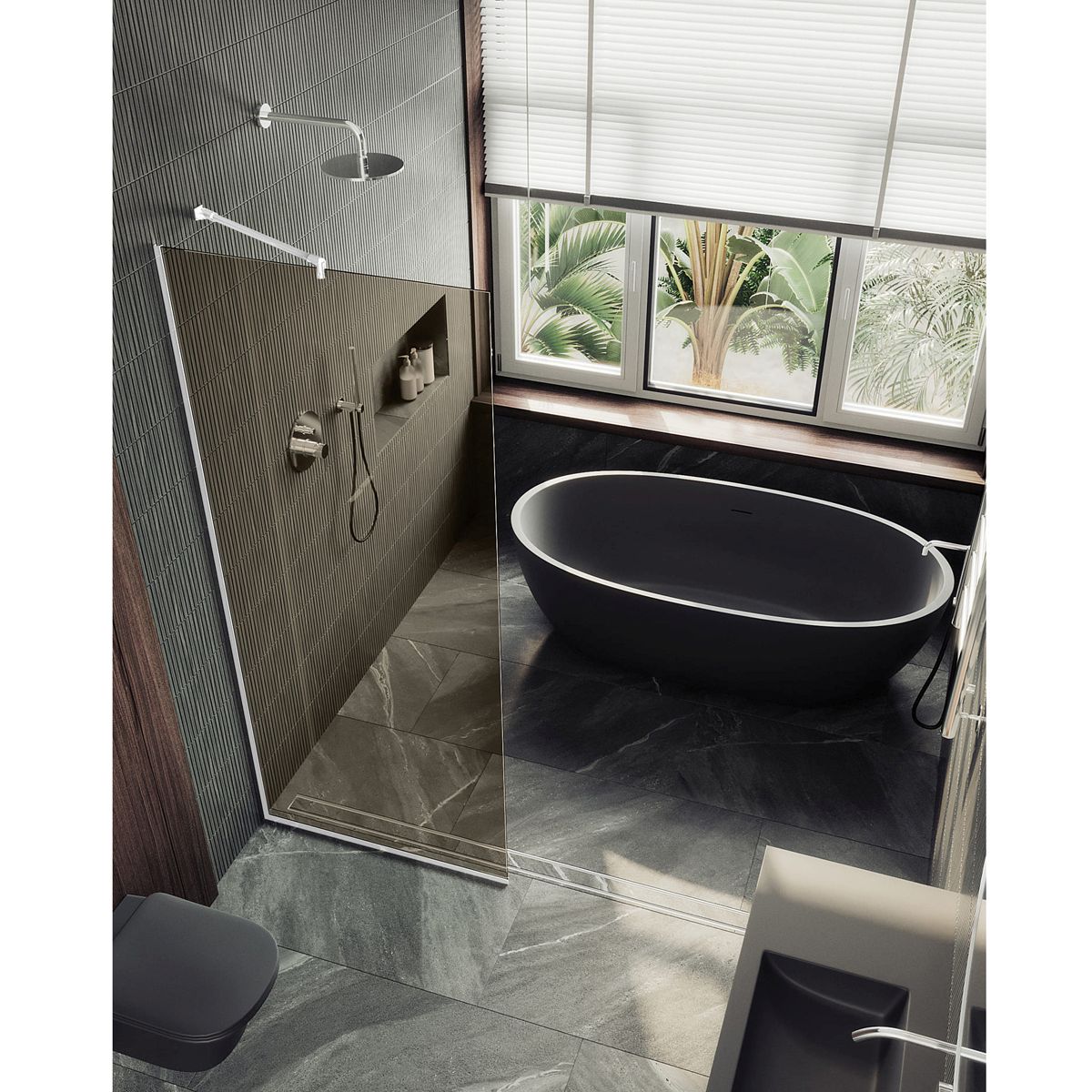 Душевая перегородка в профиле Maybahglass (Майбахгласс) 1950х1190 мм, стекло 8 мм Бронза MGD-684-1у