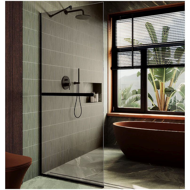 Душевая перегородка в профиле Maybahglass (Майбахгласс) 1950х1190 мм, стекло 8 мм Бронза, полотенцедержатель MGD-715-6у