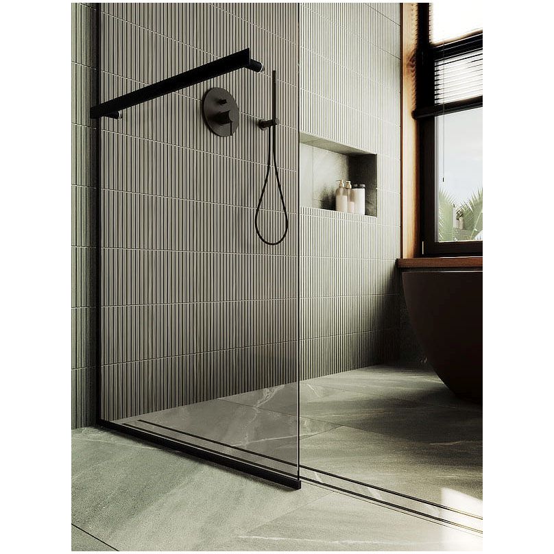 Душевая перегородка в профиле Maybahglass (Майбахгласс) 1950х1190 мм, стекло 8 мм Бронза, полотенцедержатель MGD-715-6у