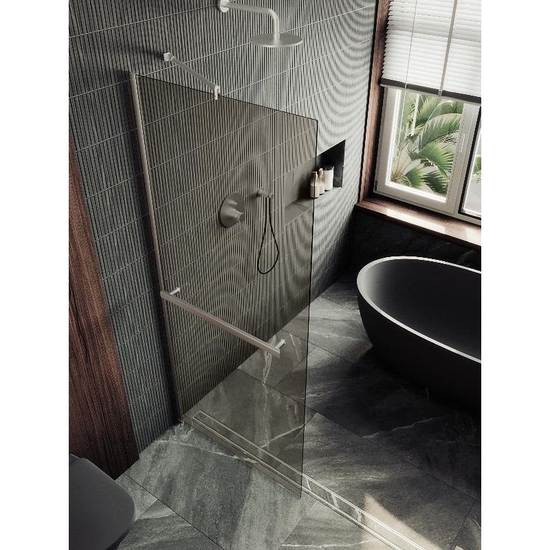 Душевая перегородка Maybahglass (Майбахгласс) в широком профиле 1950х890 мм, Стекло 8 мм Бронза +Полотенцедержатель MGD-733-5ш