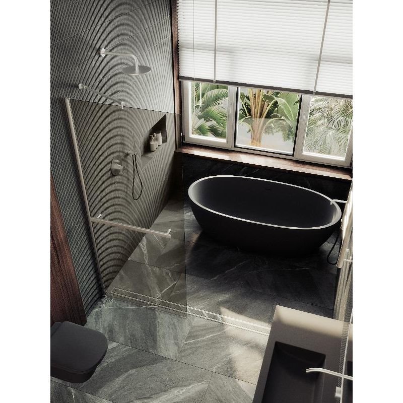 Душевая перегородка Maybahglass (Майбахгласс) в широком профиле 1950х890 мм, Стекло 8 мм Бронза +Полотенцедержатель MGD-733-5ш