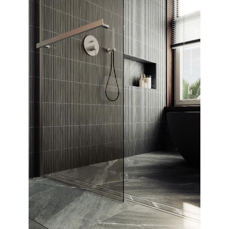 Душевая перегородка Maybahglass (Майбахгласс) в широком профиле 1950х890 мм, Стекло 8 мм Бронза +Полотенцедержатель MGD-733-5ш