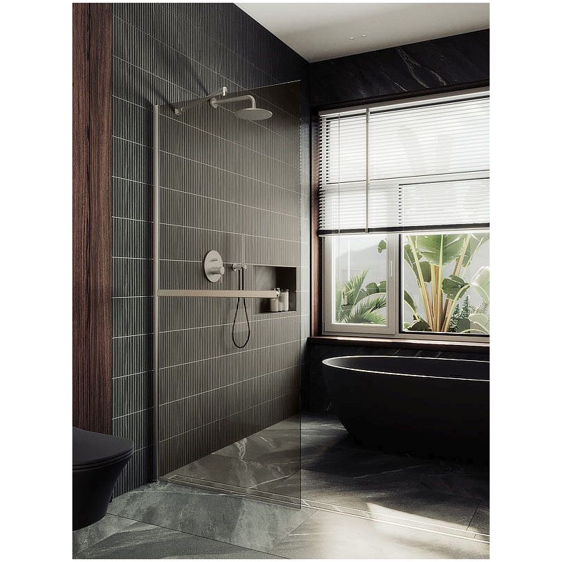 Душевая перегородка в профиле Maybahglass (Майбахгласс) 1950х1190 мм, стекло 8 мм Бронза, полотенцедержатель MGD-715-5ш