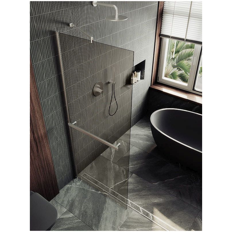 Душевая перегородка в профиле Maybahglass (Майбахгласс) 1950х1190 мм, стекло 8 мм Бронза, полотенцедержатель MGD-715-5ш