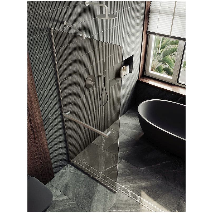 Душевая перегородка в профиле Maybahglass (Майбахгласс) 1950х1190 мм, стекло 8 мм Бронза, полотенцедержатель MGD-715-5у