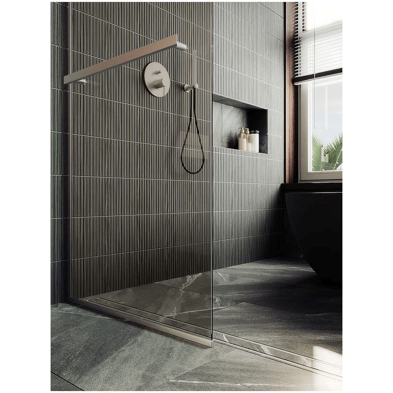 Душевая перегородка в профиле Maybahglass (Майбахгласс) 1950х1190 мм, стекло 8 мм Бронза, полотенцедержатель MGD-715-5у