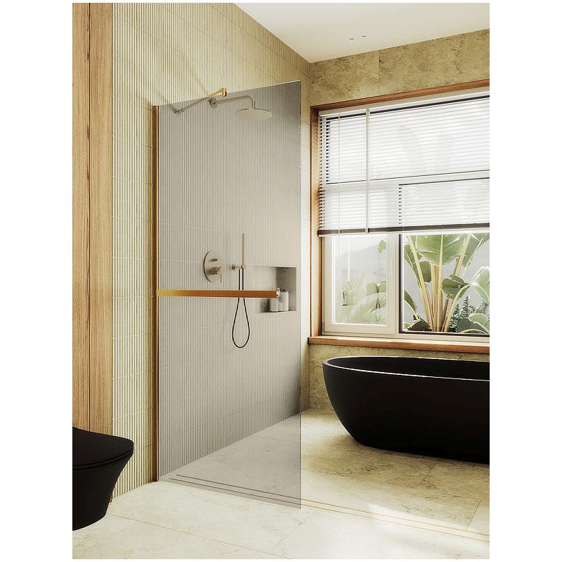 Душевая перегородка в профиле Maybahglass (Майбахгласс) 1950х1190 мм, стекло 8 мм Бронза, полотенцедержатель MGD-715-3ш