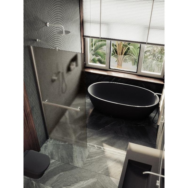 Душевая перегородка Maybahglass (Майбахгласс) в широком профиле 1950х890 мм, Стекло 8 мм Бронза матовая +Полотенцедержатель MGD-734-5ш