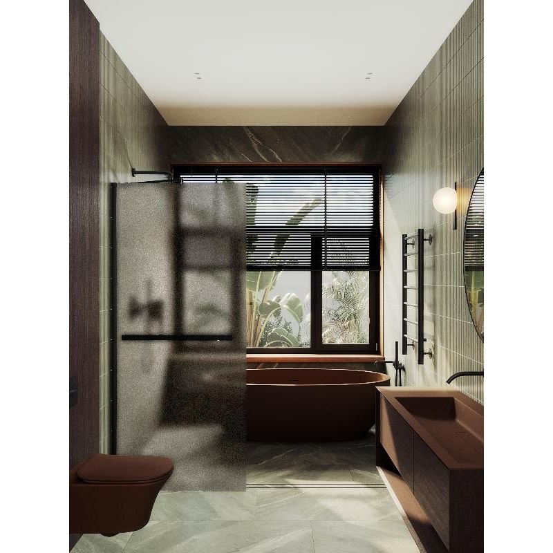 Душевая перегородка Maybahglass (Майбахгласс) в широком профиле 1950х890 мм, Стекло 8 мм Бронза матовая +Полотенцедержатель MGD-734-6ш