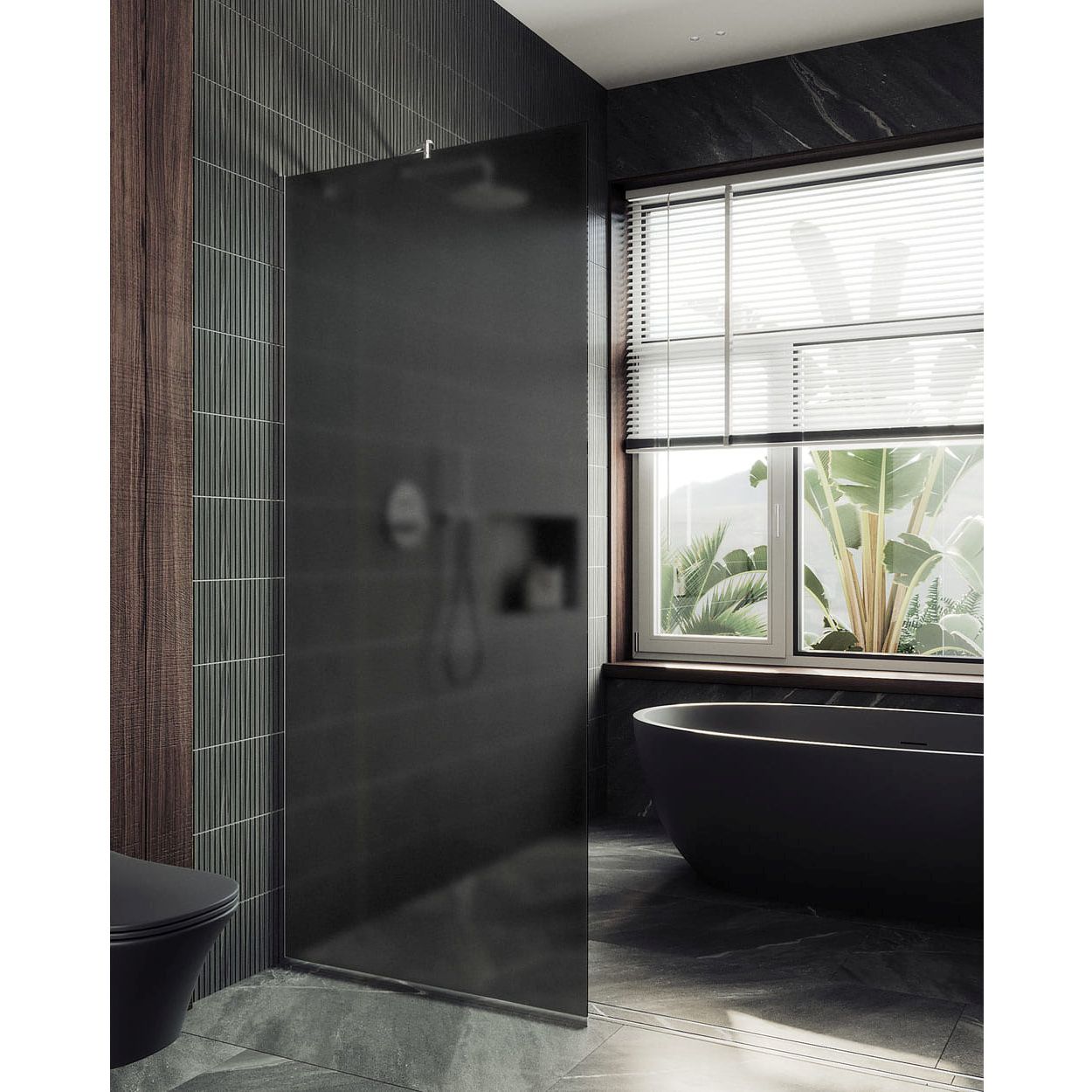 Душевая перегородка в профиле Maybahglass (Майбахгласс) 1950х1190 мм, стекло 8 мм Графит матовый MGD-687-5у