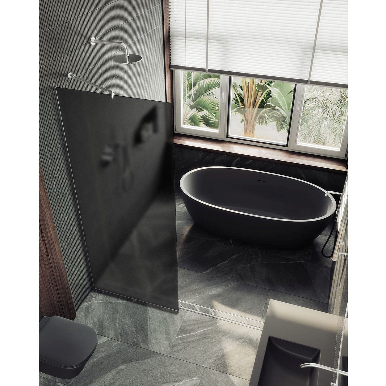 Душевая перегородка в профиле Maybahglass (Майбахгласс) 1950х1190 мм, стекло 8 мм Графит матовый MGD-687-5у