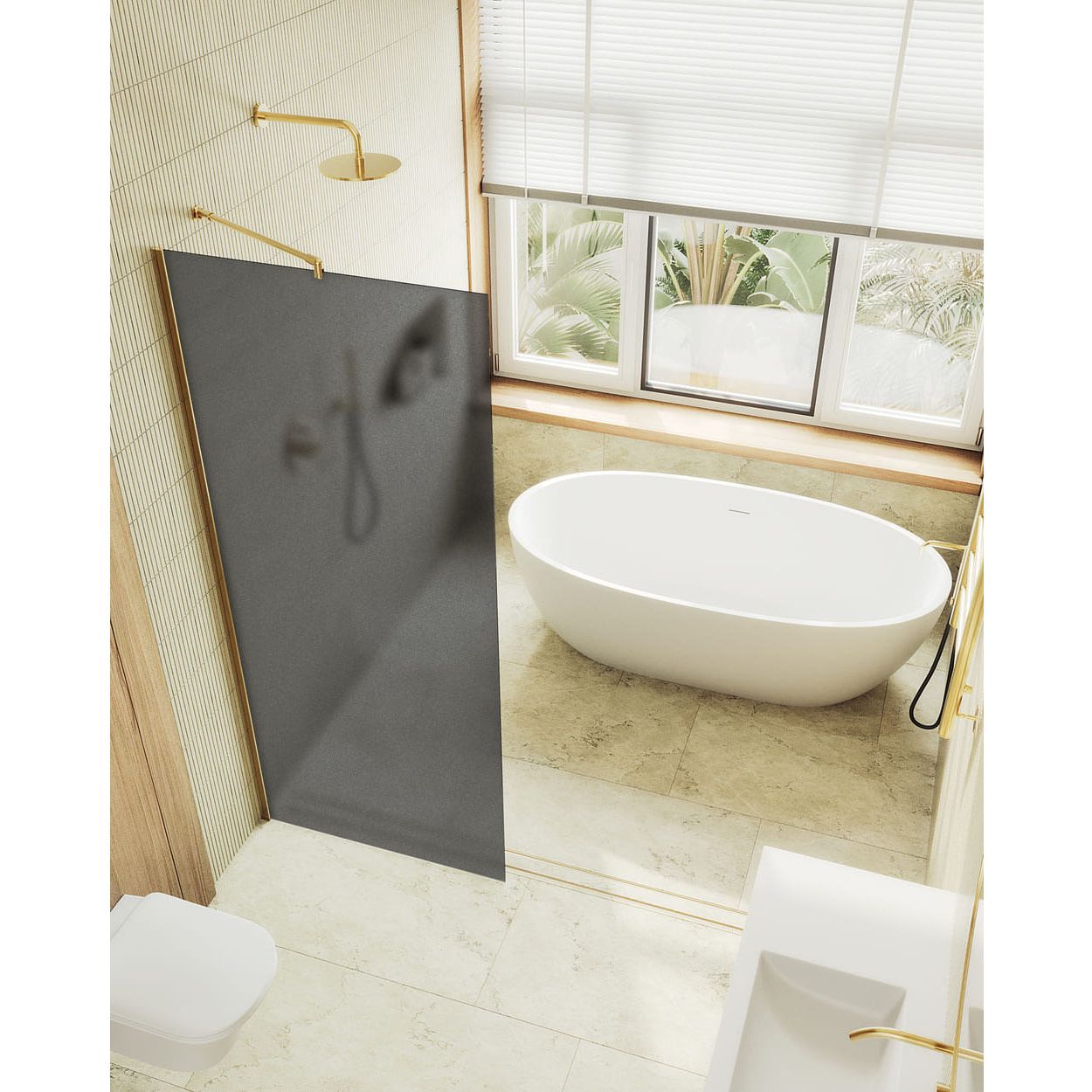 Душевая перегородка в профиле Maybahglass (Майбахгласс) 1950х1190 мм, стекло 8 мм Графит матовый MGD-687-3ш