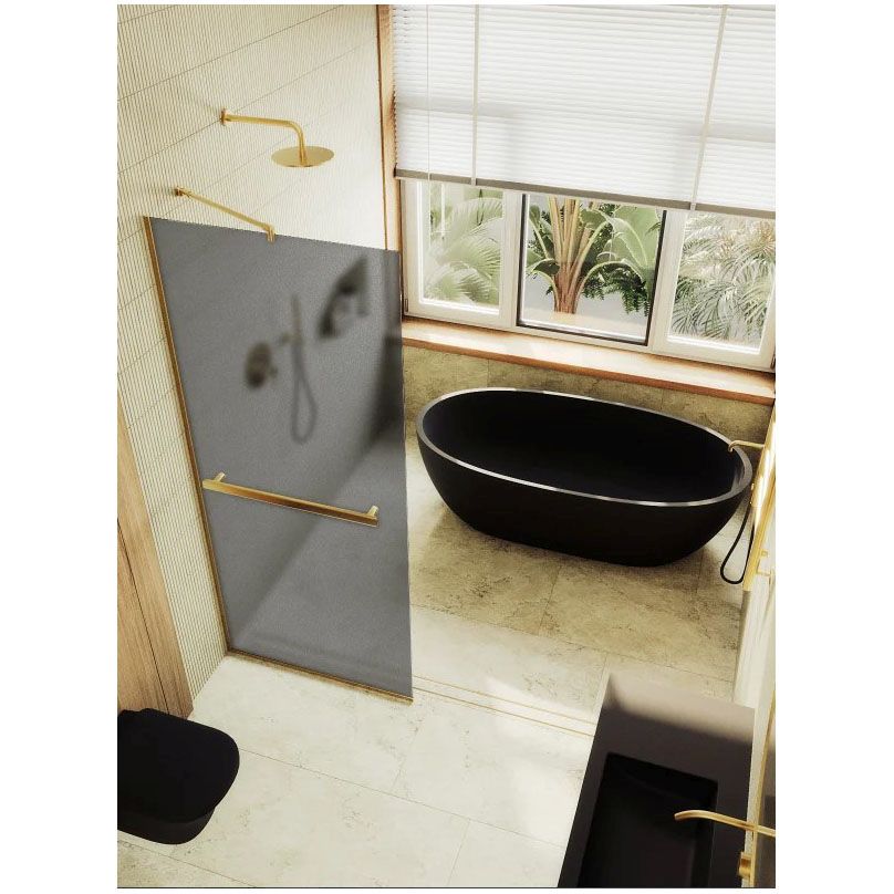 Душевая перегородка в профиле Maybahglass (Майбахгласс) 1950х1190 мм, стекло 8 мм Графит матовый, полотенцедержатель MGD-718-3у