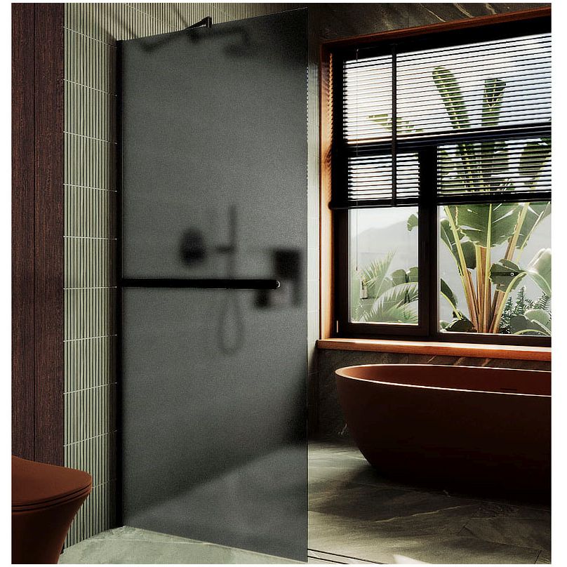 Душевая перегородка в профиле Maybahglass (Майбахгласс) 1950х1190 мм, стекло 8 мм Графит матовый, полотенцедержатель MGD-718-6ш