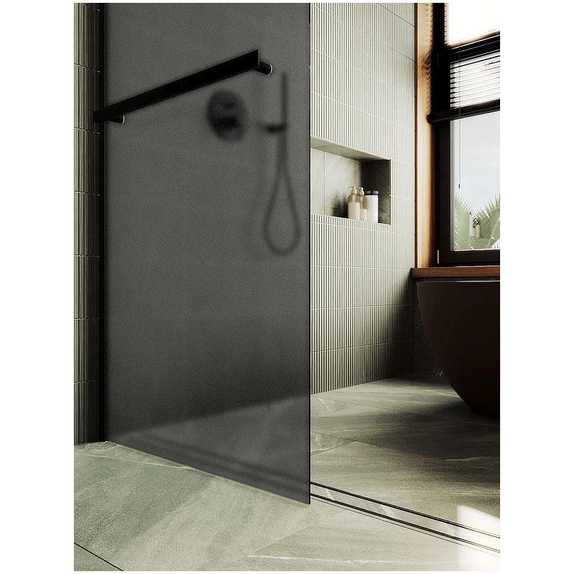 Душевая перегородка в профиле Maybahglass (Майбахгласс) 1950х1190 мм, стекло 8 мм Графит матовый, полотенцедержатель MGD-718-6ш