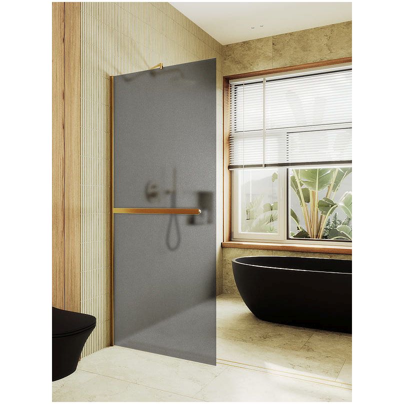 Душевая перегородка в профиле Maybahglass (Майбахгласс) 1950х1190 мм, стекло 8 мм Графит матовый, полотенцедержатель MGD-718-3ш