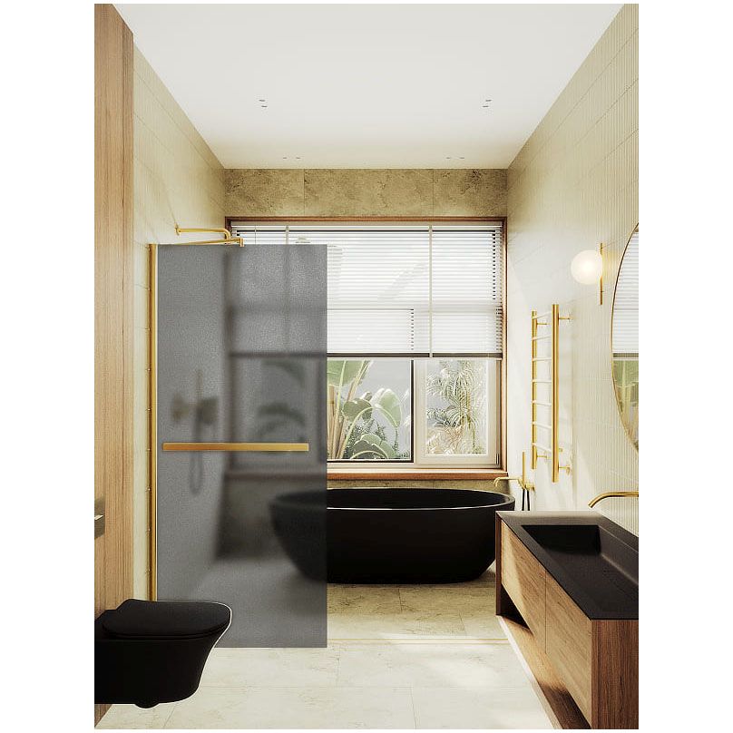 Душевая перегородка в профиле Maybahglass (Майбахгласс) 1950х1190 мм, стекло 8 мм Графит матовый, полотенцедержатель MGD-718-3ш