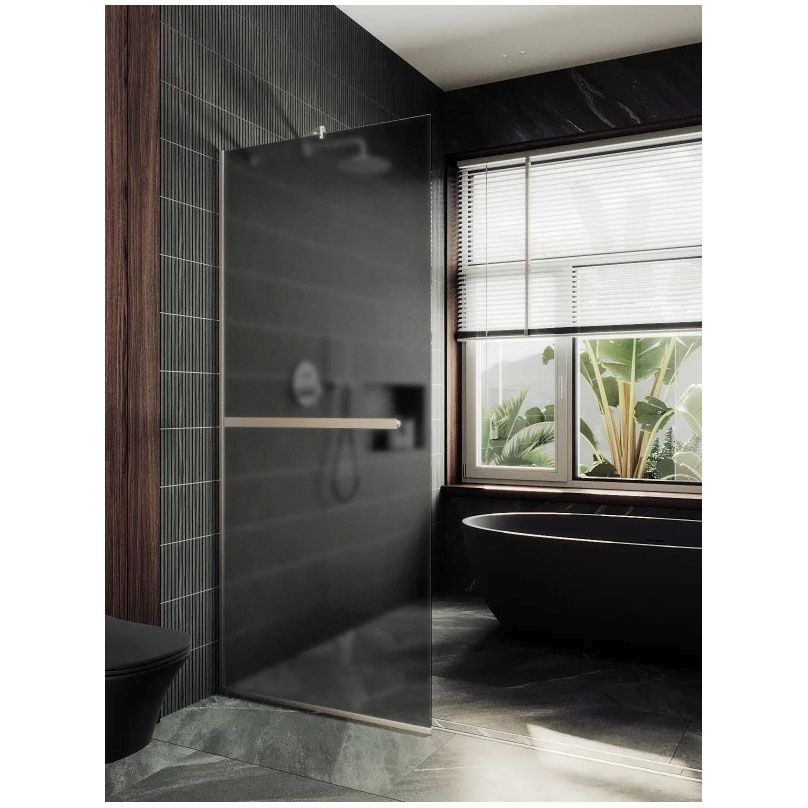 Душевая перегородка в профиле Maybahglass (Майбахгласс) 1950х1190 мм, стекло 8 мм Графит матовый, полотенцедержатель MGD-718-5у