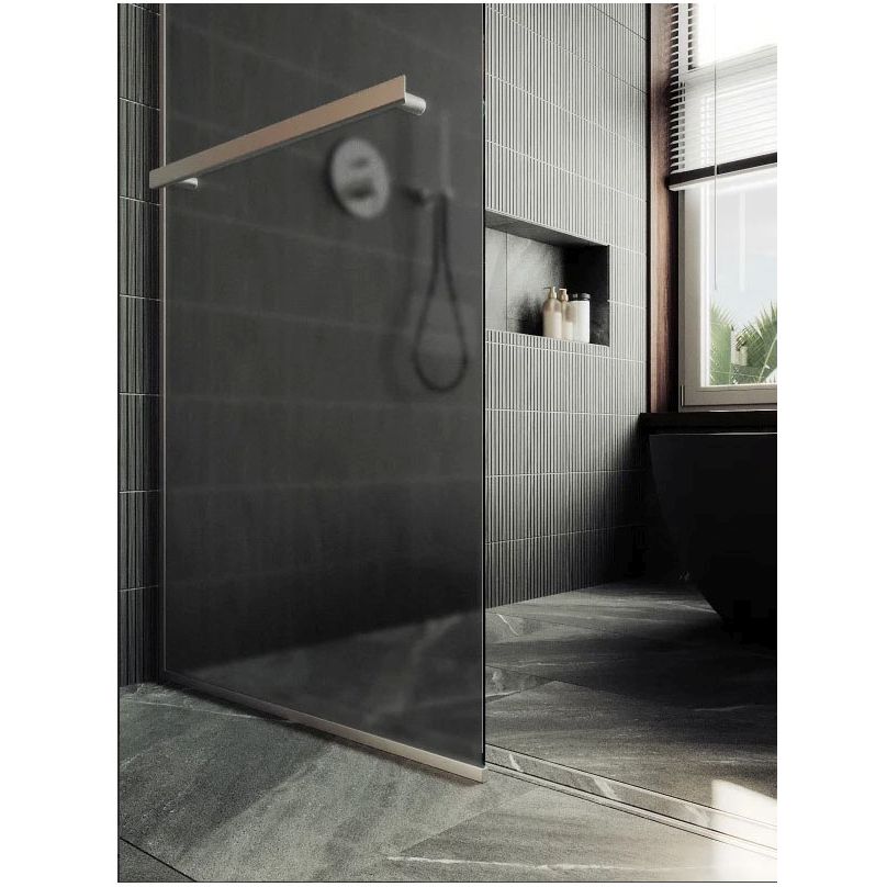 Душевая перегородка в профиле Maybahglass (Майбахгласс) 1950х1190 мм, стекло 8 мм Графит матовый, полотенцедержатель MGD-718-5у