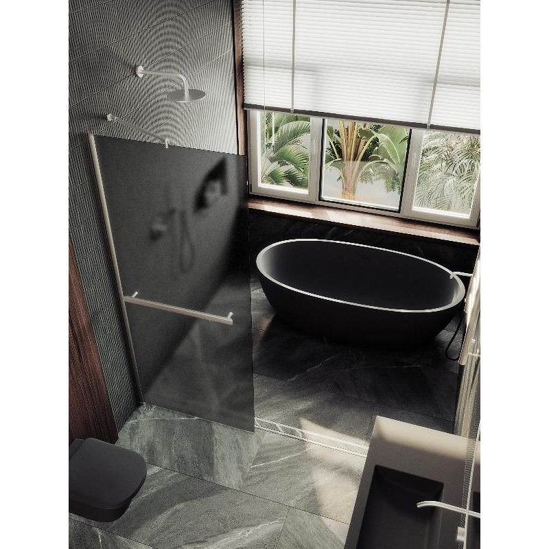 Душевая перегородка Maybahglass (Майбахгласс) в широком профиле 1950х890 мм, Стекло 8 мм Графит матовый +Полотенцедержатель MGD-736-5ш