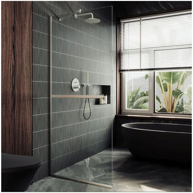 Душевая перегородка в профиле Maybahglass (Майбахгласс) 1950х690 мм, стекло 8 мм Бесцветное, полотенцедержатель MGD-720-5у