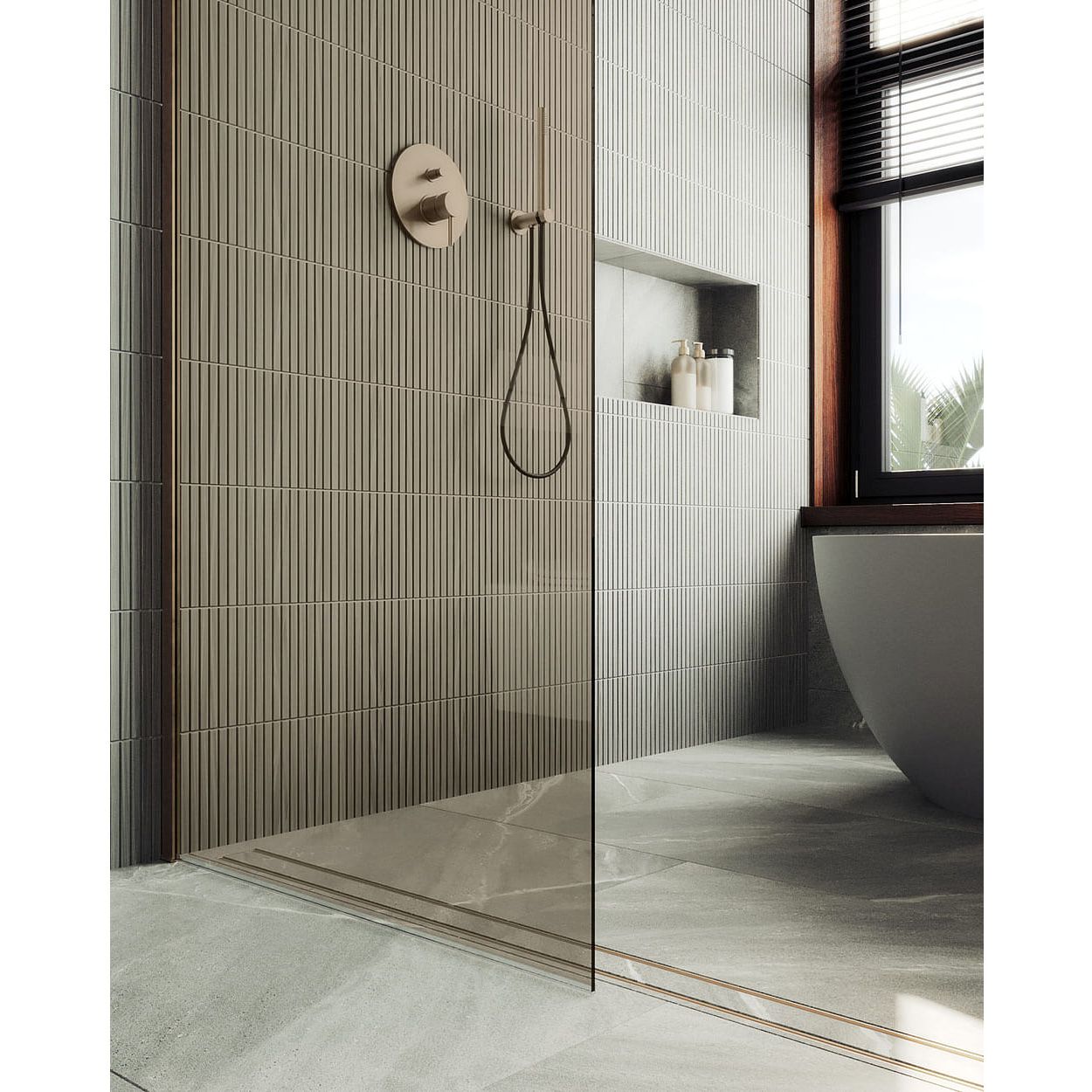 Душевая перегородка в профиле Maybahglass (Майбахгласс) 1950х690 мм, стекло 8 мм Бронза MGD-702-2ш