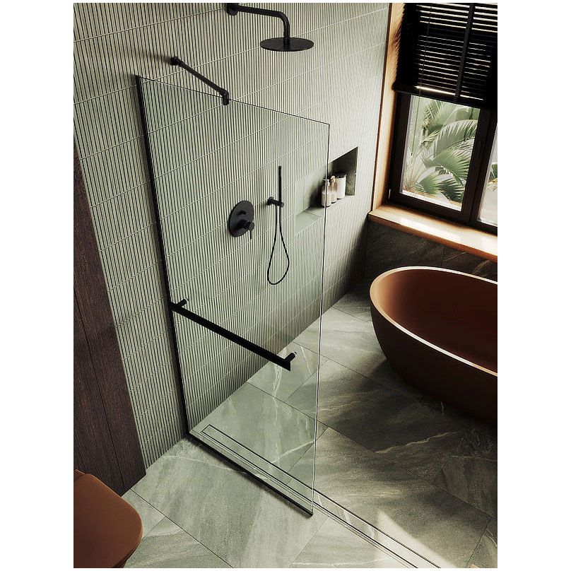 Душевая перегородка в профиле Maybahglass (Майбахгласс) 1950х790 мм, стекло 8 мм Бесцветное, полотенцедержатель MGD-726-6у