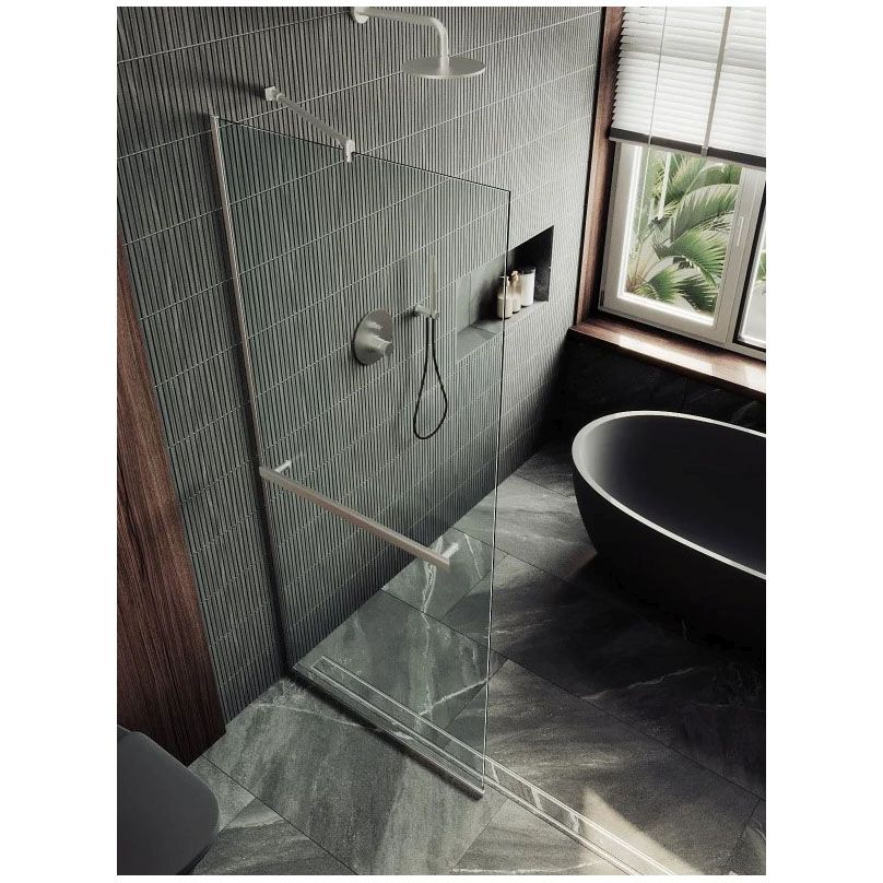 Душевая перегородка в профиле Maybahglass (Майбахгласс) 1950х790 мм, стекло 8 мм Бесцветное, полотенцедержатель MGD-726-5у