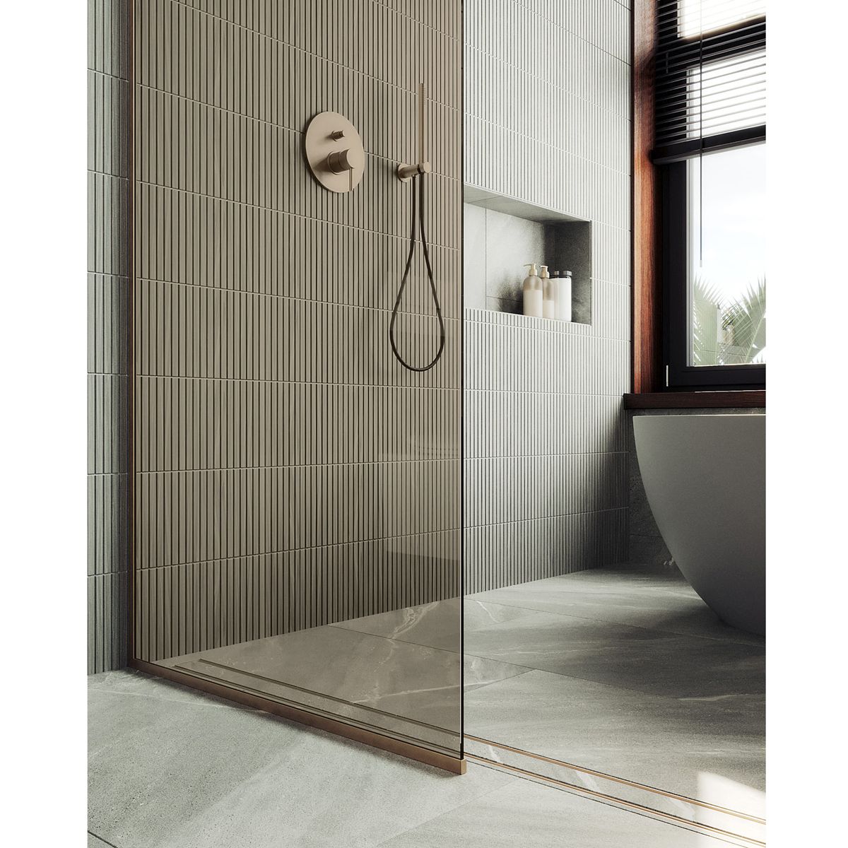 Душевая перегородка в профиле Maybahglass (Майбахгласс) 1950х790 мм, стекло 8 мм Бронза MGD-696-2у